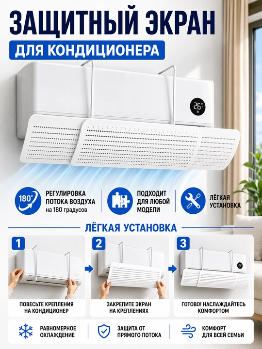 Konditsioner uchun universal himoya ekrani, deflektor