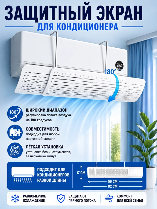 Konditsioner uchun universal himoya ekrani, deflektor