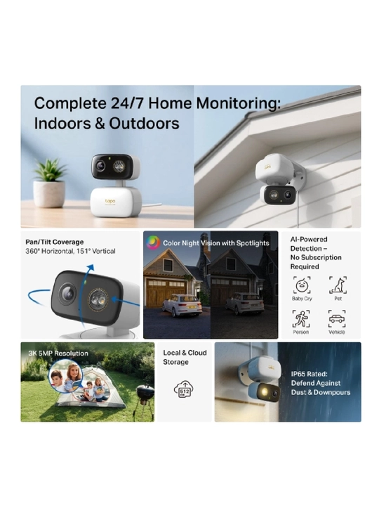 Tapo C236 Wi-Fi kamera  Aylanuvchi 360°  3K QHD 5MP  AI aniqlash