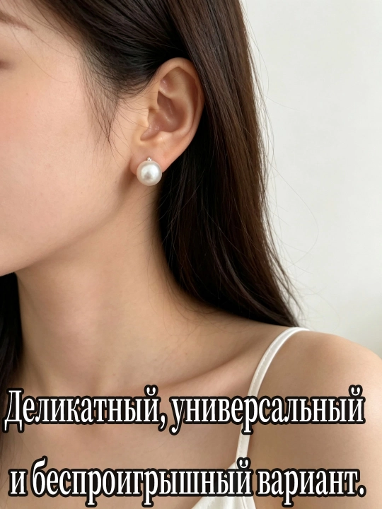 Классические серьги с жемчугом, ретро-стиль, лёгкий пластиковый штифт, гипоаллергенно - 