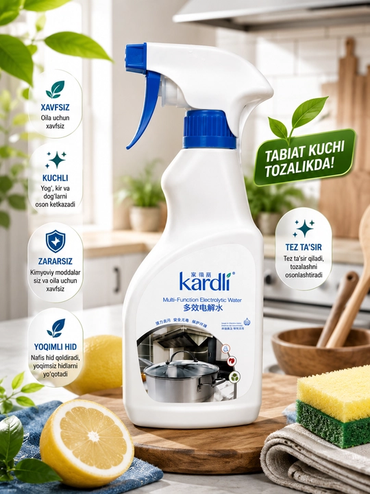 Kardli спрей Антижир 300 мл, универсальный очиститель кухни, металла и стекла