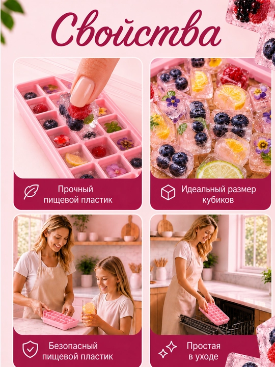 Silikon va plastikdan forma qopqoqli muz va desert uchun, 36ta kubikli