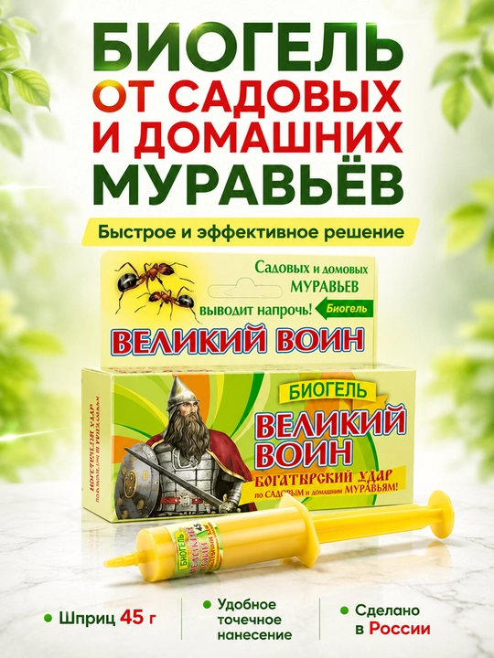 BIOGEL 45 g chumoliga qarshi gel shprits, uy va bogʻ uchun, 1–10 dona - 