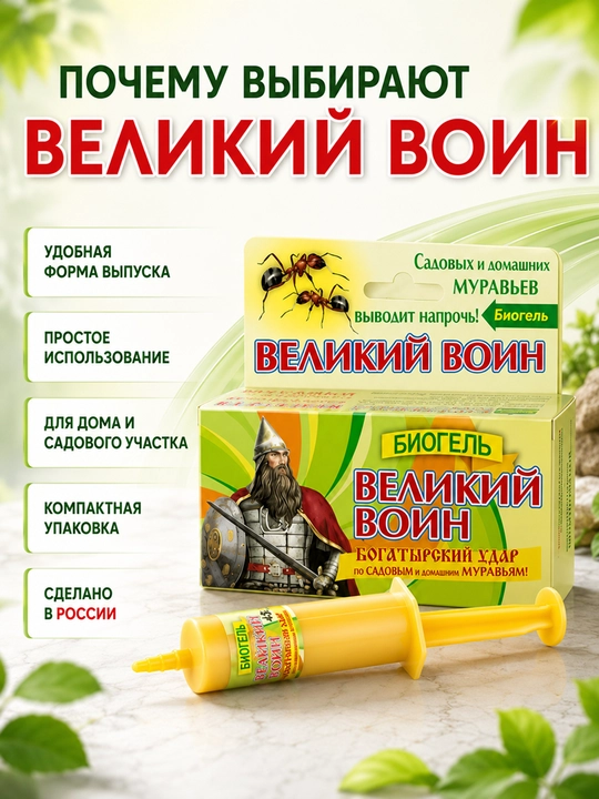 BIOGEL 45 g chumoliga qarshi gel shprits, uy va bogʻ uchun, 1–10 dona