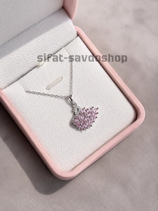 Женская колье-цепочка в форме лебедя с кристаллами Swarovski