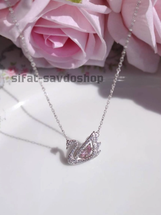 Женская колье-цепочка в форме лебедя с кристаллами Swarovski - 