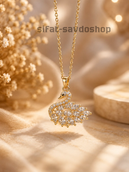 Женская колье-цепочка в форме лебедя с кристаллами Swarovski