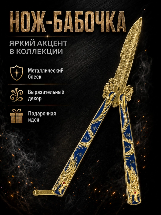Нож-бабочка складной, учебный, тренировочный, балисонг - 