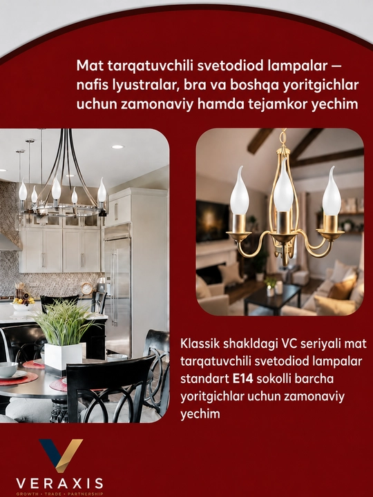 LED chiroq, 6W E14 4000K, neytral oq yorug‘lik, A+ chiroq