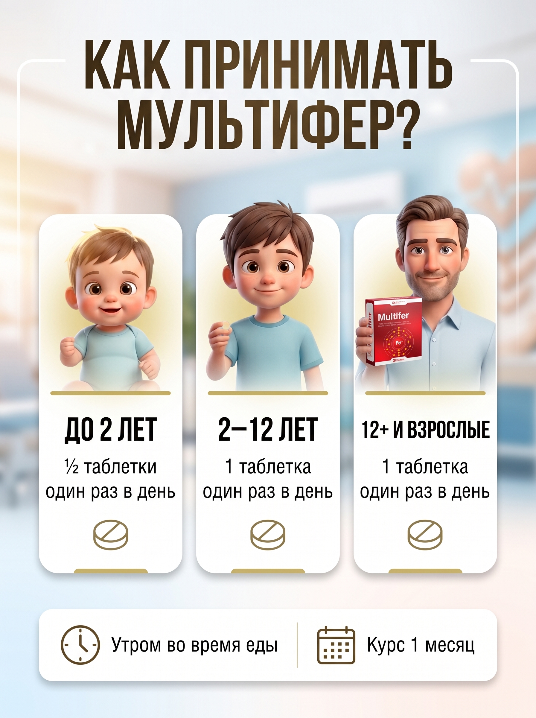 Мультифер ПРО железо, фолиевая кислота витамины таблетки №30, Damaar