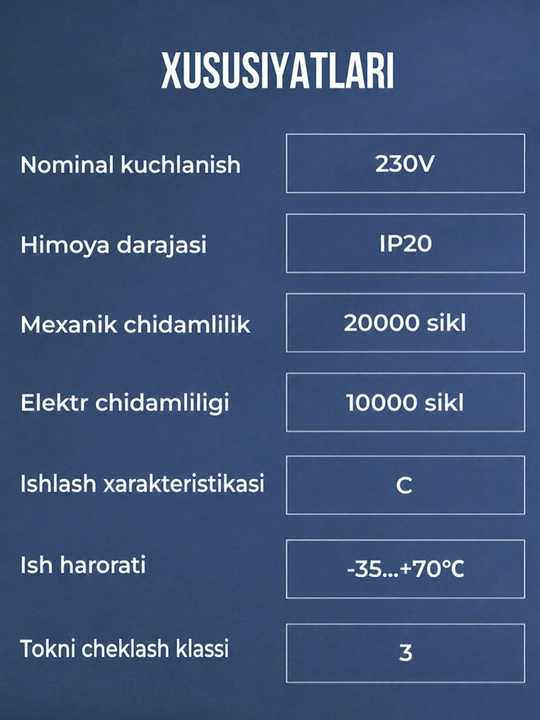 Avtomatik o‘chirgich CHINT NXB-63, 1P 6-63A 6 kA, C xarakteristikasi