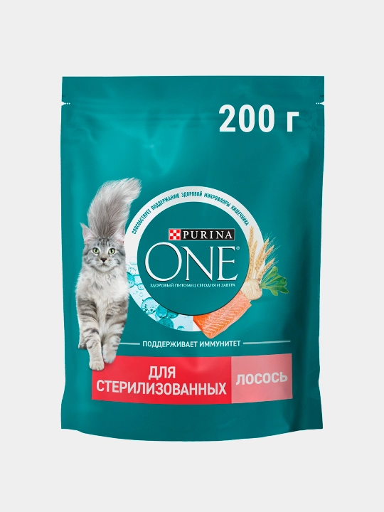 Purina One Uy, кatta mushuklar uchun quruq ozuqasi, losos bilan, 200 gr