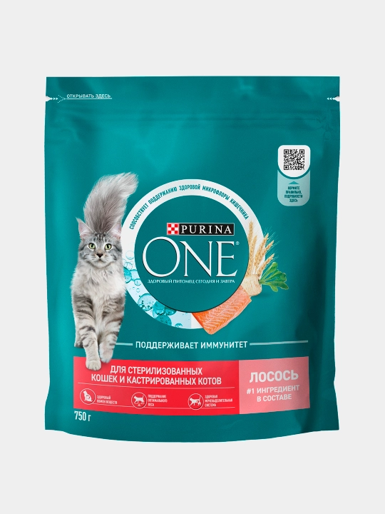 Purina One Uy, кatta mushuklar uchun quruq ozuqasi, losos bilan, 750 gr