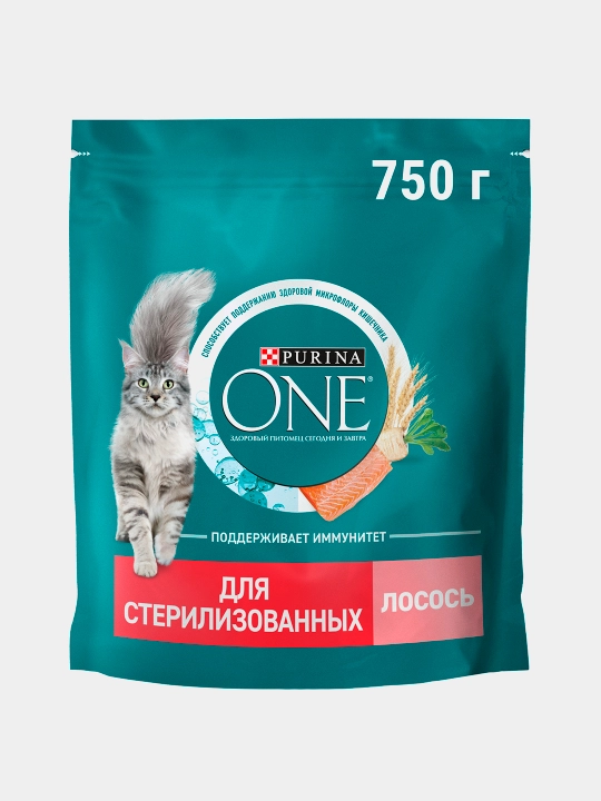 Purina One Uy, кatta mushuklar uchun quruq ozuqasi, losos bilan, 750 gr