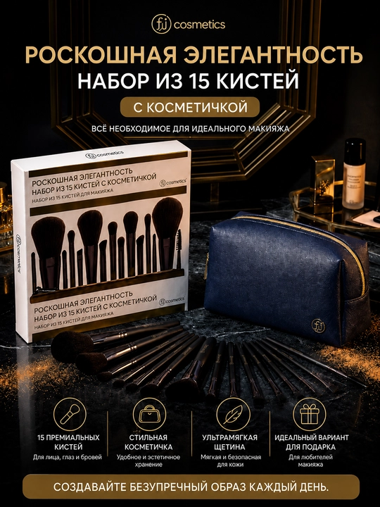 Набор из 15 кистей для макияжа