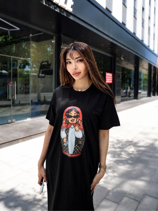 Женское платье-футболка макси oversize - 