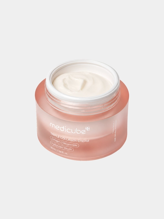 Barcha teri turlari uchun mo‘ljallangan Medicube Triple Collagen yuz uchun namlantiruvchi koreys kremi