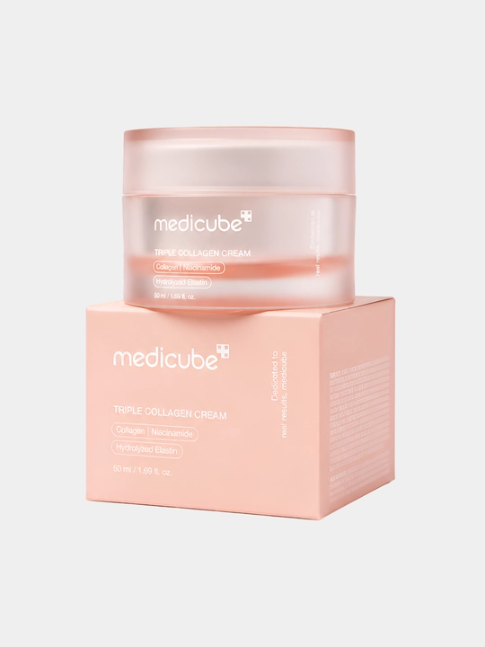 Barcha teri turlari uchun mo‘ljallangan Medicube Triple Collagen yuz uchun namlantiruvchi koreys kremi