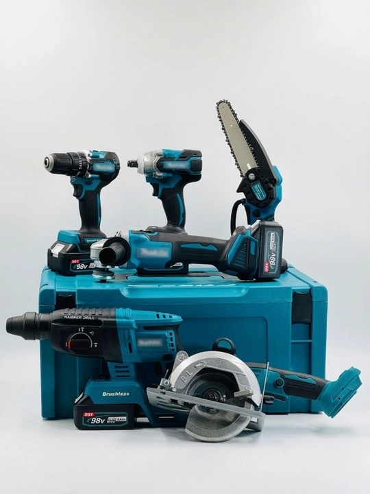 Makita akkumulyatorli nabor 6 tasi 1 da: shurupovyort, perforator, bolgarka, arralar