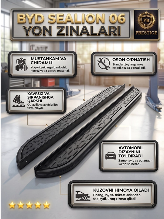 BYD Sealion 06 avtomobili uchun poroglar, zanglamaydigan yon qadamlar - 