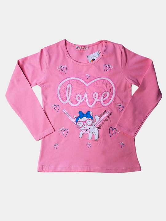 Qizlar uchun Love printli paxtali svitshot, uzun yengli bolalar longslivi