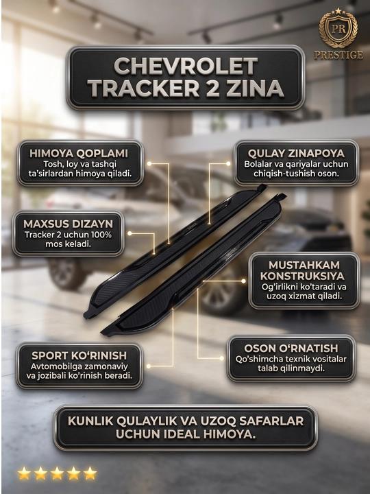 Chevrolet Tracker 2 uchun yon zinapoya, Black Piano porog