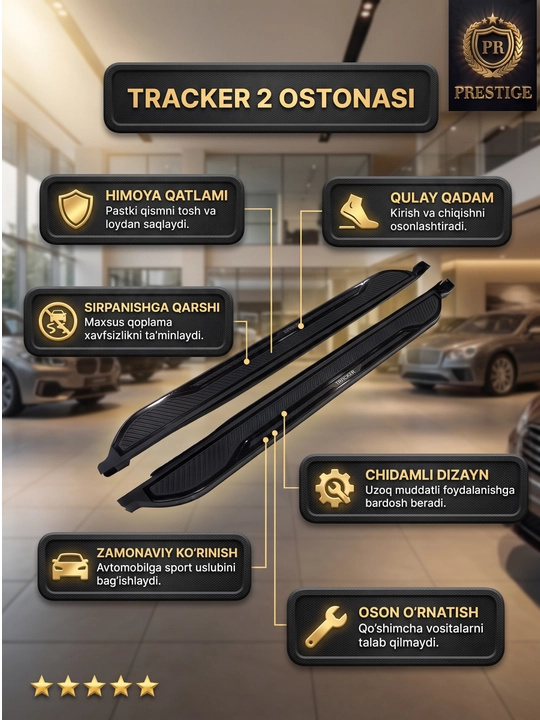 Chevrolet Tracker 2 uchun yon zinapoya, Black Piano porog