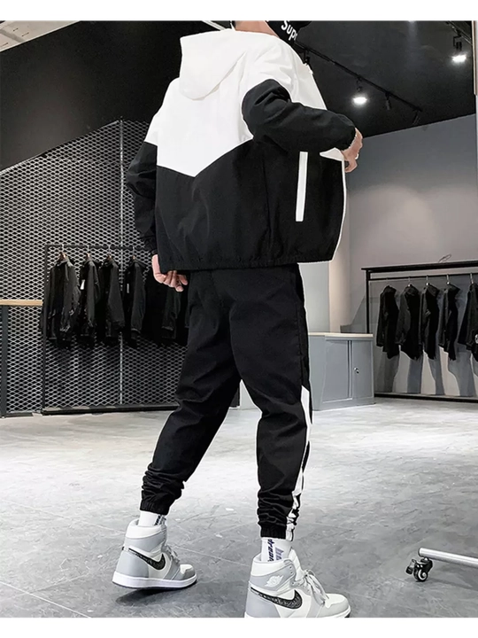 Erkaklar uchun oversize sport kostyum, kapyushonsiz svitshot va jogger shim,ikki qismli