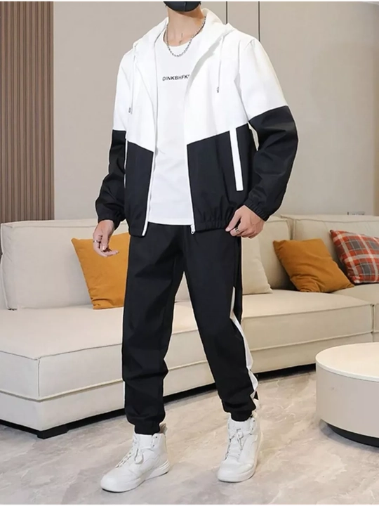 Erkaklar uchun oversize sport kostyum, kapyushonsiz svitshot va jogger shim,ikki qismli