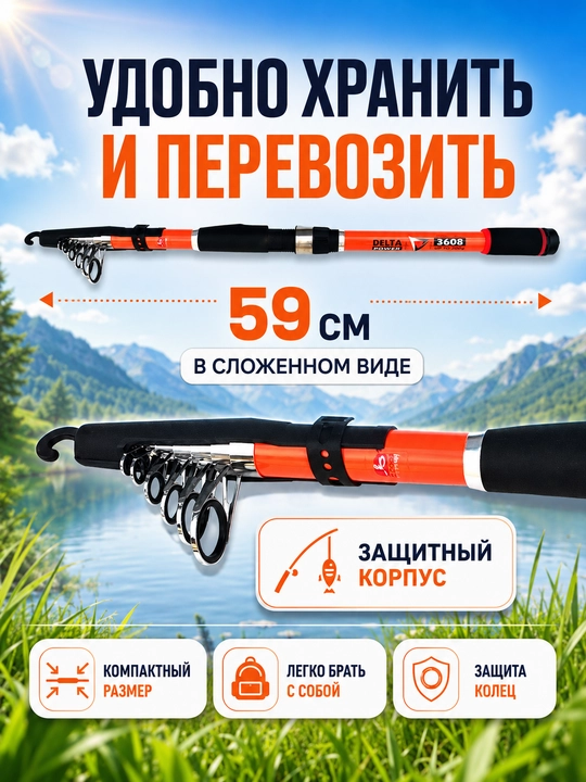 Удочка для рыбалки телескопическая без катушки