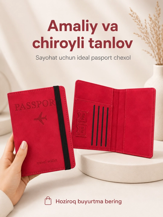 Pasport chexol travel wallet, karta va SIM joyli sayohat qopqog‘i