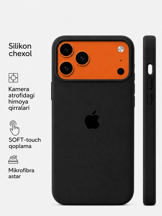 Чехол для iPhone 11–17, Pro, Pro Max — силикон Soft Touch, микрофибра