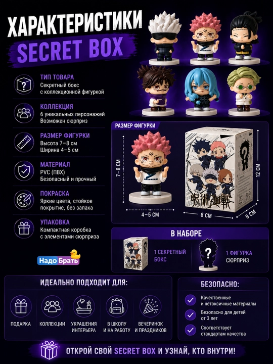 Secret Box anime kolleksion haykalchasi, haykalchali syurpriz quti, PVX, sovg‘a
