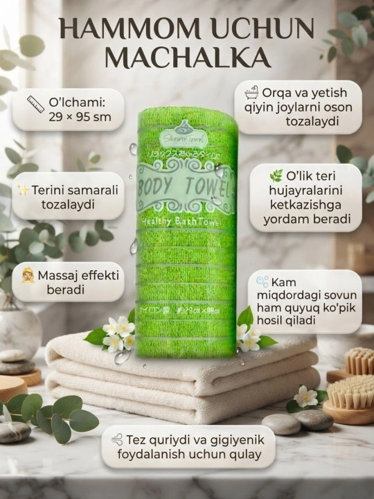 Мочалка-полотенце для тела Yumshoq Body Towel — идеальный подарок для вас