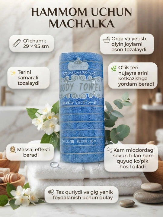 Мочалка-полотенце для тела Yumshoq Body Towel — идеальный подарок для вас - 