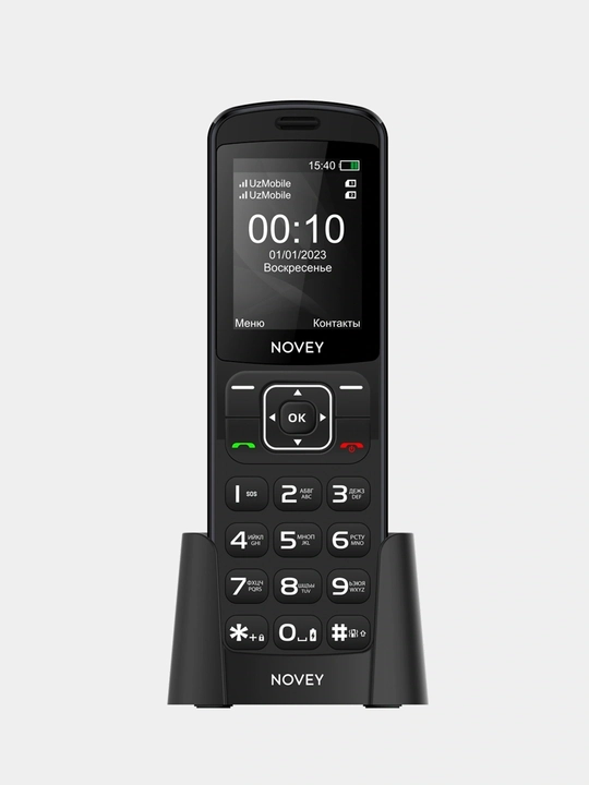 Мобильный телефон Novey D10 для пожилых, с базой для зарядки, SOS, фонарик, 2 SIM