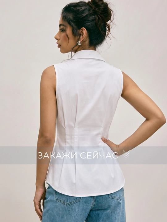 Рубашка женская, блузка приталенная, хлопок  — ELLY FASHION