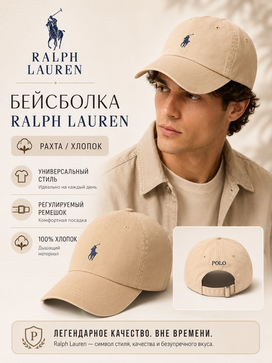 Кепка Polo Ralph Lauren, унисекс — стильная, базовая, бейсболка - 