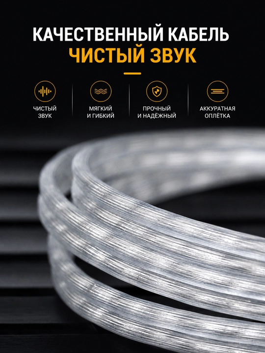 Кабель KZ Type-C 2Pin 0,75 мм, посеребренный, для Hi-Fi наушников