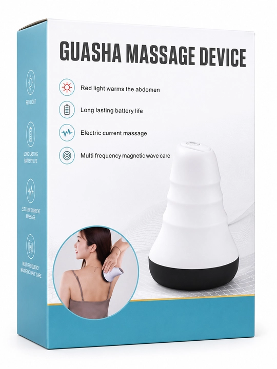 Gua Sha elektr massaj moslamasi, qizil chiroq va EMS bilan, USB quvvatlagich bilan