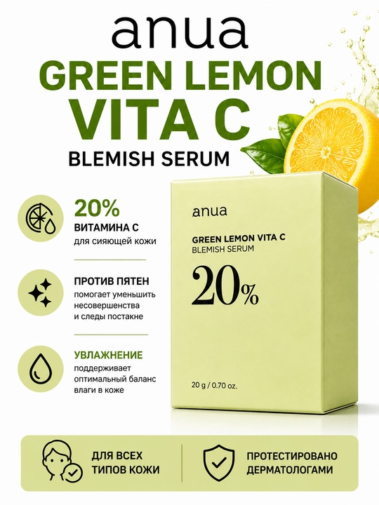 Anua Green Lemon Vita C Blemish Serum 20% 20 г сыворотка с витамином C - 