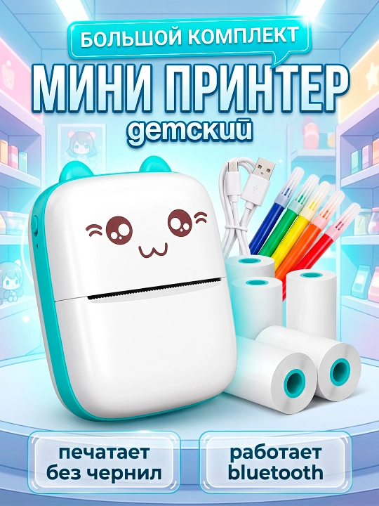 Беспроводной мини термопринтер, для телефона, для детей, с Bluetooth - 