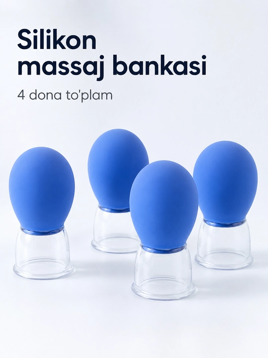 Silikon vakuum massaj bankalari, tana massaji uchun 4 dona to‘plam - 