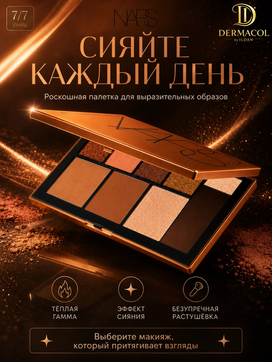 Бронзер, контур, хайлайтер и тени для глаз, долго держится, палитра для макияжа NARS 4 в 1