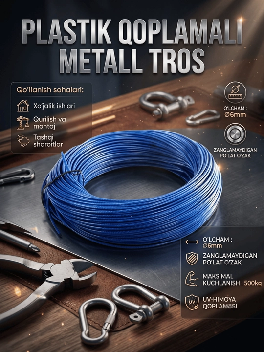 Qoplamali po'lat tros Ø6mm - 