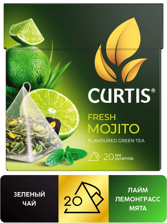 Ko'k choy Curtis "Fresh Mojito" paketlarda, 20 ta piramidacha - 