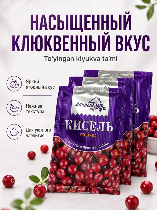 Кисель гранула, Дачный, клюква саше, 30 г
