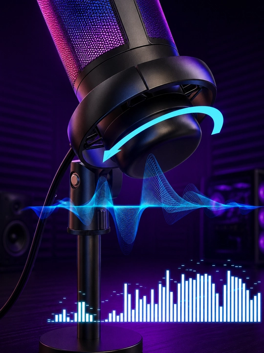 SADES — игровой микрофон с RGB-подсветкой, кронштейном и поп-фильтром для стриминга