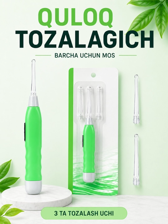 LED chiroqli va oynali quloq tozalash moslamasi, bolalar va kattalar uchun - 