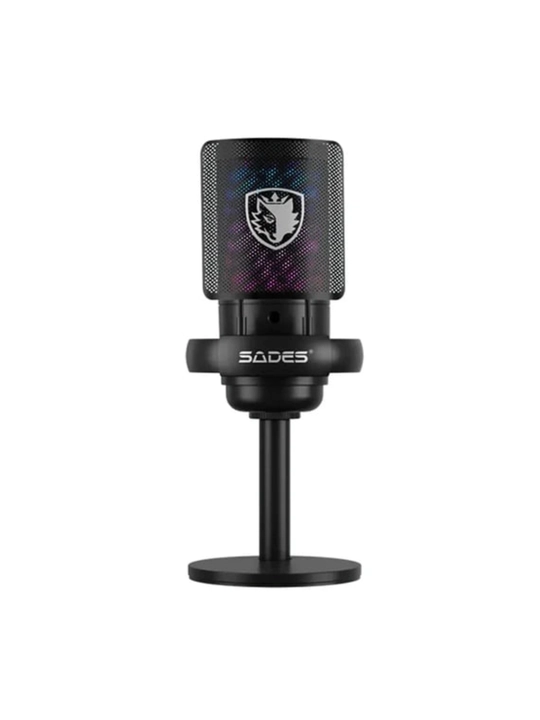 SADES — игровой микрофон с RGB-подсветкой, кронштейном и поп-фильтром для стриминга